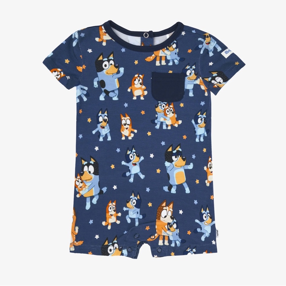 Little Sleepies Bluey Dance Mode Pocket Shorty Romper